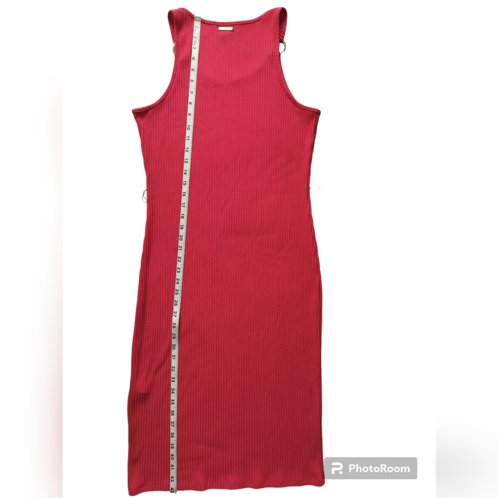 Michael Kors Women's Ribbed Stretch Knit Tank Coral Dress Sleeveless Size L‎ - Picture 10 of 12